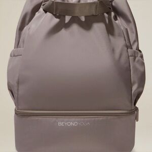 BEYOND YOGA Convertible Gym Bag Shoulder Backpack Tote 18x16 Mom Handy Birch Tan
